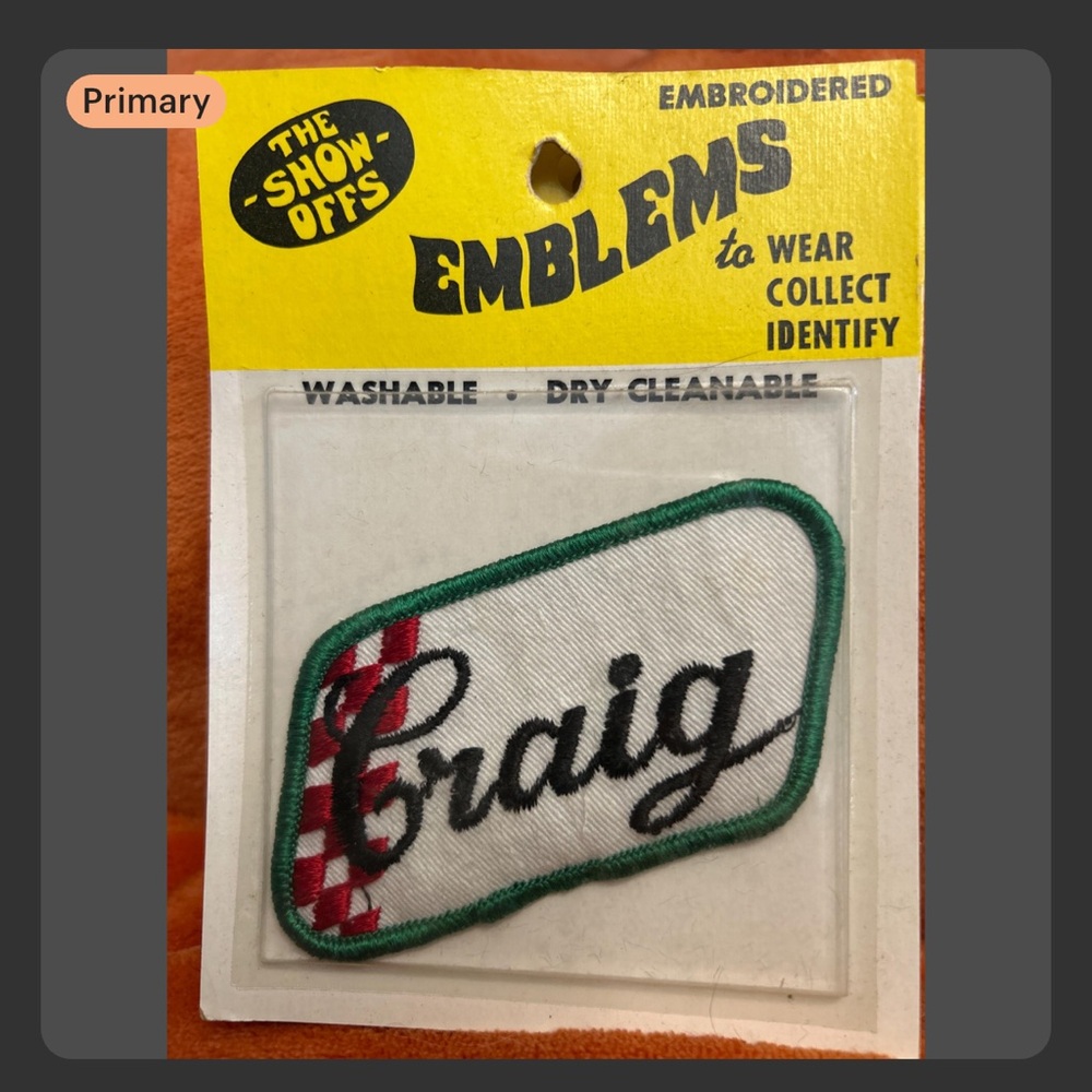 Emblems Embroidered Patch 'The Show Offs' vintage 70s featuring name Craig